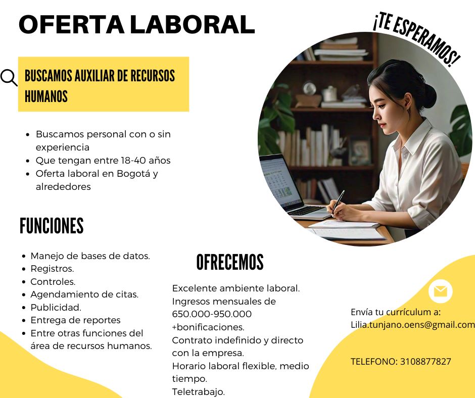 Oferta de trabajo Auxiliar de Recursos Humanos