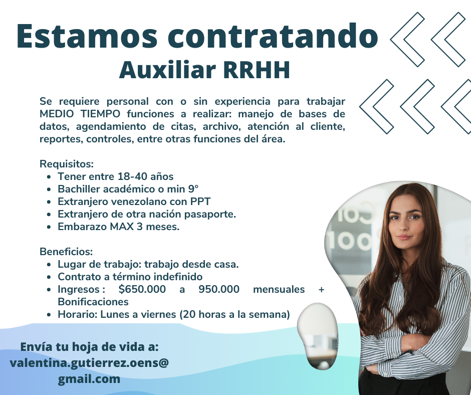 Auxiliar Recursos Humanos - Horarios Flexibles